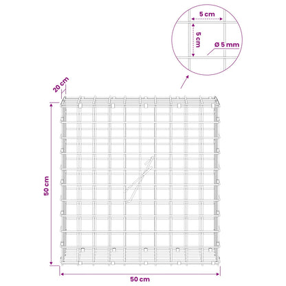 Gabion with 5 mm Wire and 5x5 cm Mesh 50x20x50 cm