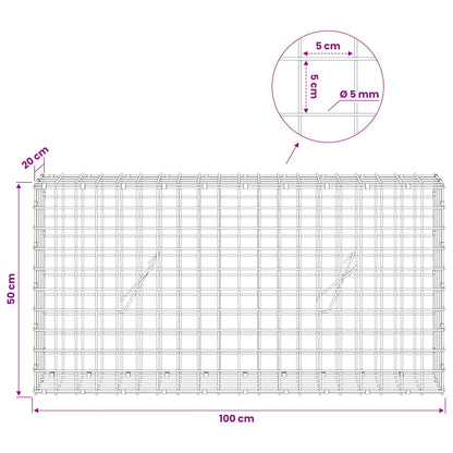 Gabion with 5 mm Wire and 5x5 cm Mesh 100x20x50 cm