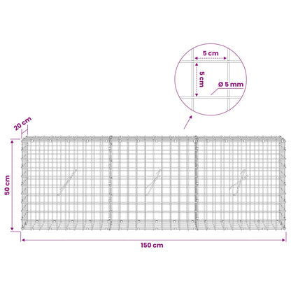 Gabion with 5 mm Wire and 5x5 cm Mesh 150x20x50 cm