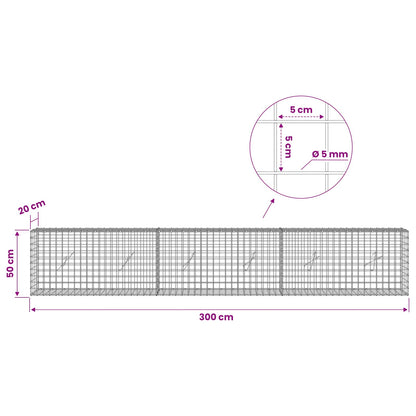 Gabion with 5 mm Wire and 5x5 cm Mesh 300x20x50 cm