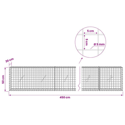 Gabion with 5 mm Wire and 5x5 cm Mesh 450x20x50 cm