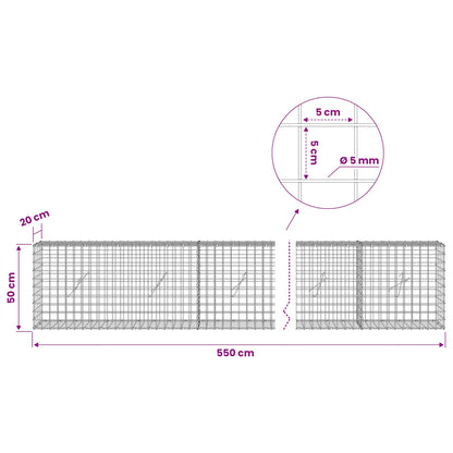 Gabion with 5 mm Wire and 5x5 cm Mesh 550x20x50 cm