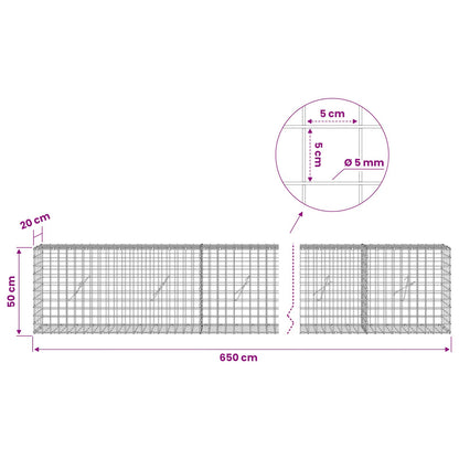 Gabion with 5 mm Wire and 5x5 cm Mesh 650x20x50 cm