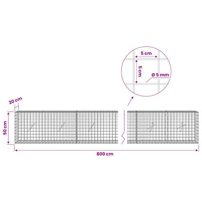 Gabion with 5 mm Wire and 5x5 cm Mesh 800x20x50 cm
