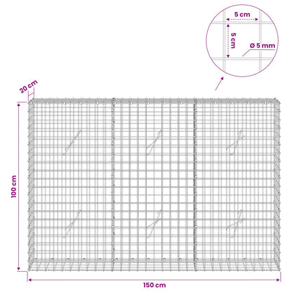 Gabion with 5 mm Wire and 5x5 cm Mesh 150x20x100 cm