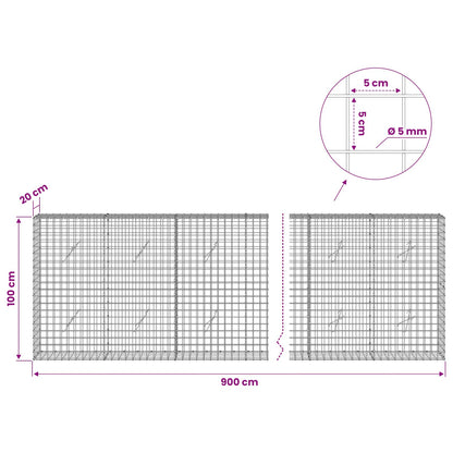 Gabion with 5 mm Wire and 5x5 cm Mesh 900x20x100 cm