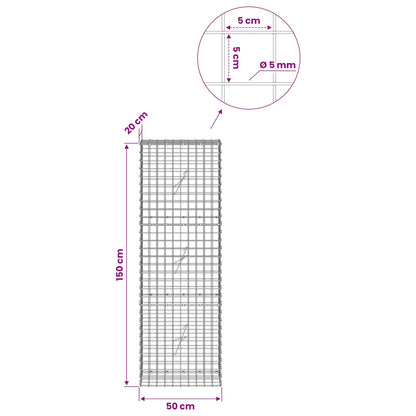 Gabion with 5 mm Wire and 5x5 cm Mesh 50x20x150 cm