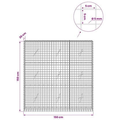 Gabion with 5 mm Wire and 5x5 cm Mesh 150x20x150 cm