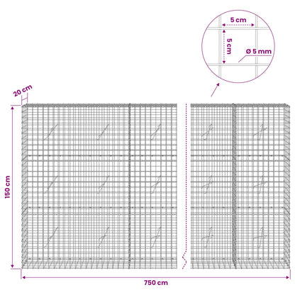 Gabion with 5 mm Wire and 5x5 cm Mesh 750x20x150 cm