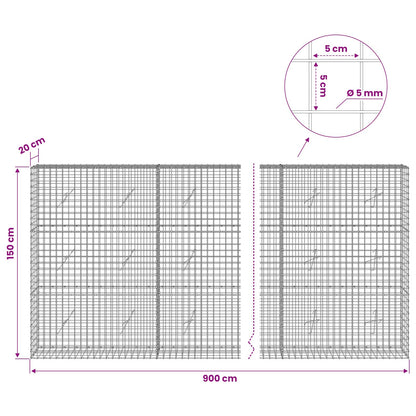 Gabion with 5 mm Wire and 5x5 cm Mesh 900x20x150 cm