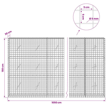 Gabion with 5 mm Wire and 5x5 cm Mesh 1050x20x150 cm