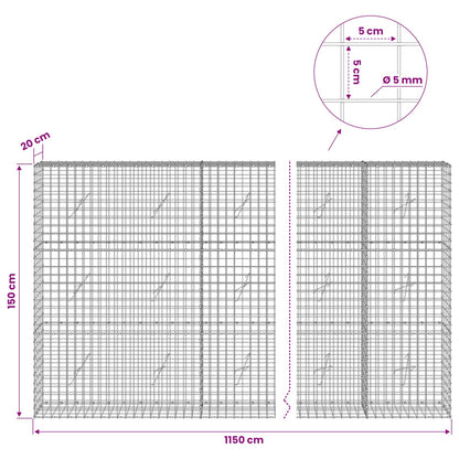 Gabion with 5 mm Wire and 5x5 cm Mesh 1150x20x150 cm
