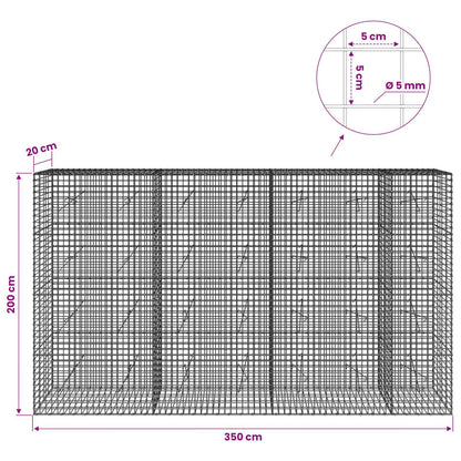Gabion with 5 mm Wire and 5x5 cm Mesh 350x20x200 cm
