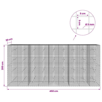 Gabion with 5 mm Wire and 5x5 cm Mesh 450x20x200 cm