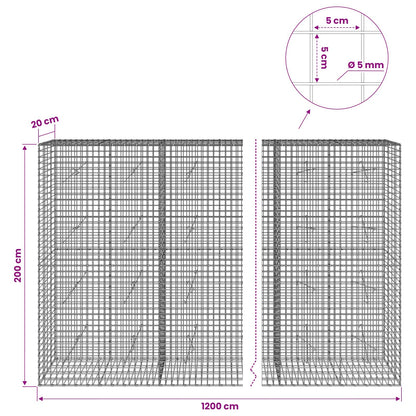 Gabion with 5 mm Wire and 5x5 cm Mesh 1200x20x200 cm