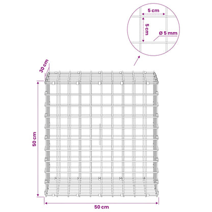 Gabion with 5 mm Wire and 5x5 cm Mesh 50x30x50 cm