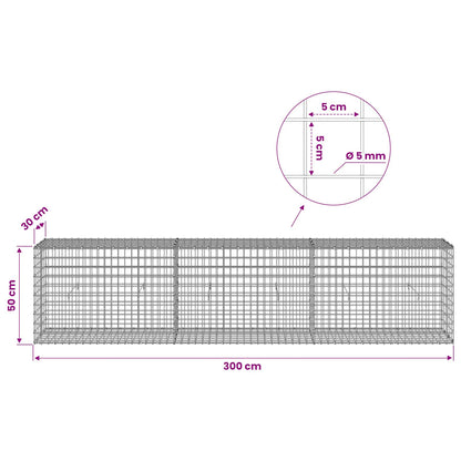 Gabion with 5 mm Wire and 5x5 cm Mesh 300x30x50 cm