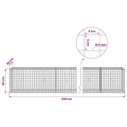Gabion with 5 mm Wire and 5x5 cm Mesh 350x30x50 cm