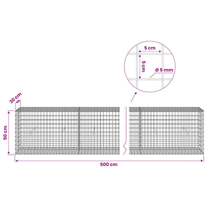 Gabion with 5 mm Wire and 5x5 cm Mesh 500x30x50 cm