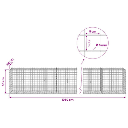 Gabion with 5 mm Wire and 5x5 cm Mesh 1050x30x50 cm