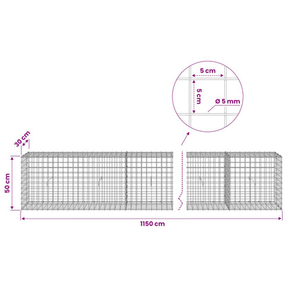 Gabion with 5 mm Wire and 5x5 cm Mesh 1150x30x50 cm