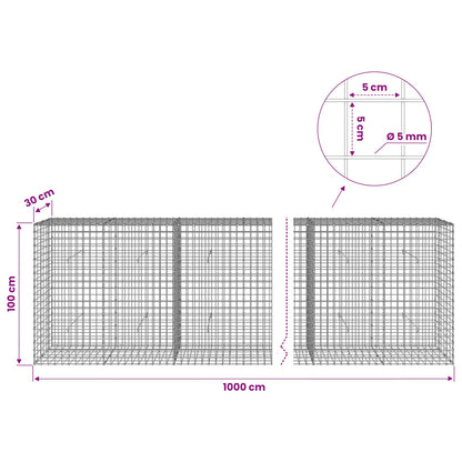Gabion with 5 mm Wire and 5x5 cm Mesh 1000x30x100 cm