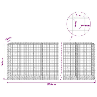 Gabion with 5 mm Wire and 5x5 cm Mesh 1050x30x100 cm