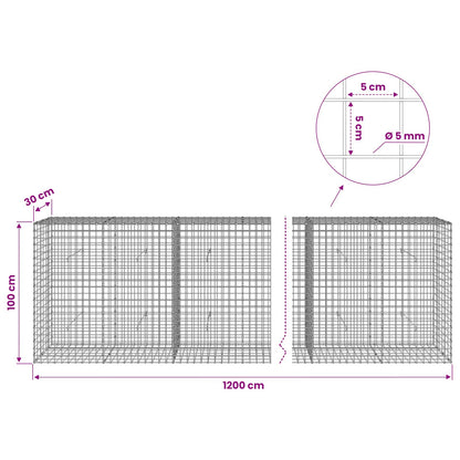 Gabion with 5 mm Wire and 5x5 cm Mesh 1200x30x100 cm