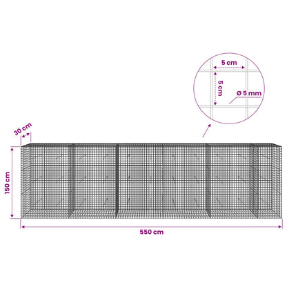 Gabion with 5 mm Wire and 5x5 cm Mesh 550x30x150 cm