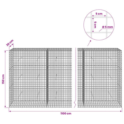 Gabion with 5 mm Wire and 5x5 cm Mesh 1100x30x150 cm