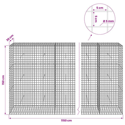 Gabion with 5 mm Wire and 5x5 cm Mesh 1150x30x150 cm