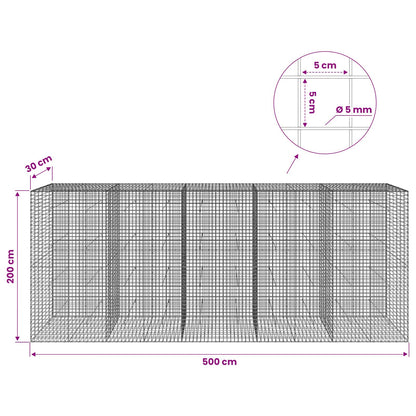 Gabion with 5 mm Wire and 5x5 cm Mesh 500x30x200 cm