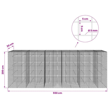 Gabion with 5 mm Wire and 5x5 cm Mesh 550x30x200 cm