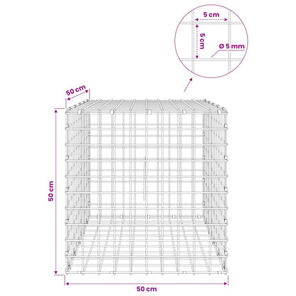 Gabion with 5 mm Wire and 5x5 cm Mesh 50x50x50 cm