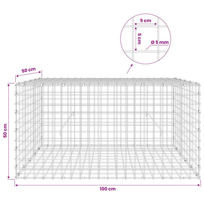 Gabion with 5 mm Wire and 5x5 cm Mesh 100x50x50 cm