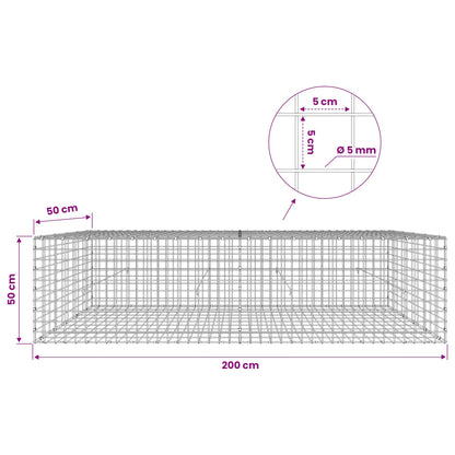 Gabion with 5 mm Wire and 5x5 cm Mesh 200x50x50 cm