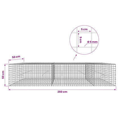 Gabion with 5 mm Wire and 5x5 cm Mesh 250x50x50 cm