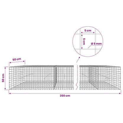 Gabion with 5 mm Wire and 5x5 cm Mesh 350x50x50 cm