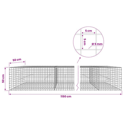 Gabion with 5 mm Wire and 5x5 cm Mesh 1150x50x50 cm