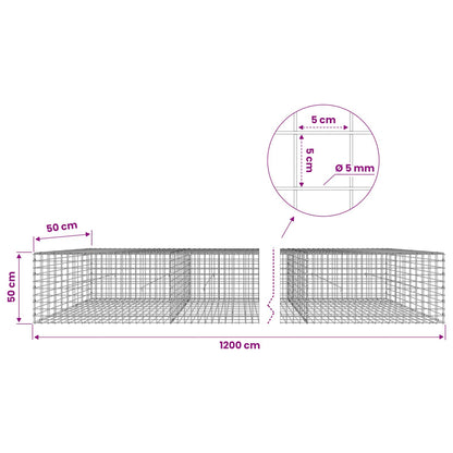 Gabion with 5 mm Wire and 5x5 cm Mesh 1200x50x50 cm