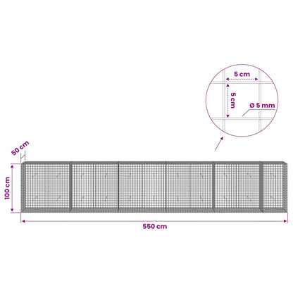 Gabion with 5 mm Wire and 5x5 cm Mesh 550x50x100 cm