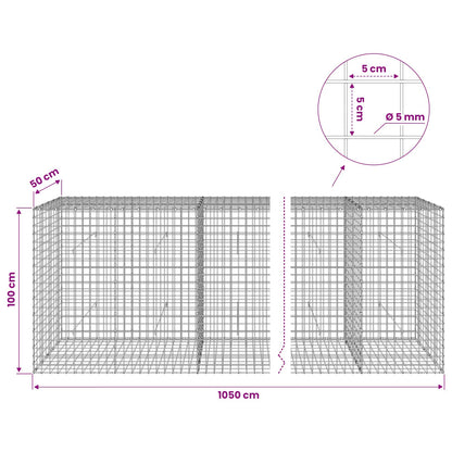 Gabion with 5 mm Wire and 5x5 cm Mesh 1050x50x100 cm