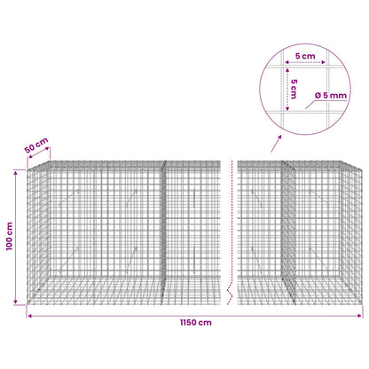 Gabion with 5 mm Wire and 5x5 cm Mesh 1150x50x100 cm