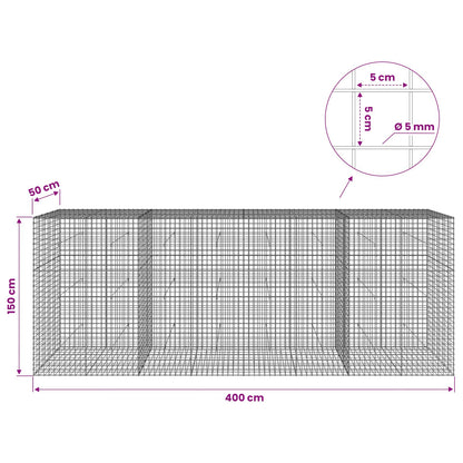 Gabion with 5 mm Wire and 5x5 cm Mesh 400x50x150 cm