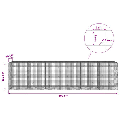 Gabion with 5 mm Wire and 5x5 cm Mesh 600x50x150 cm