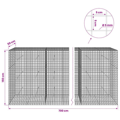 Gabion with 5 mm Wire and 5x5 cm Mesh 700x50x150 cm