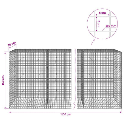 Gabion with 5 mm Wire and 5x5 cm Mesh 1100x50x150 cm