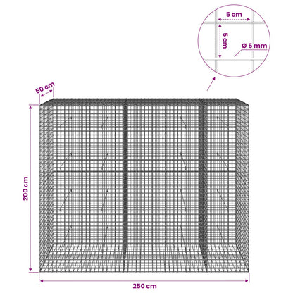 Gabion with 5 mm Wire and 5x5 cm Mesh 250x50x200 cm