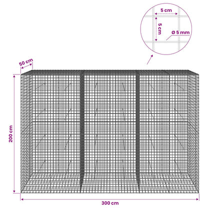 Gabion with 5 mm Wire and 5x5 cm Mesh 300x50x200 cm