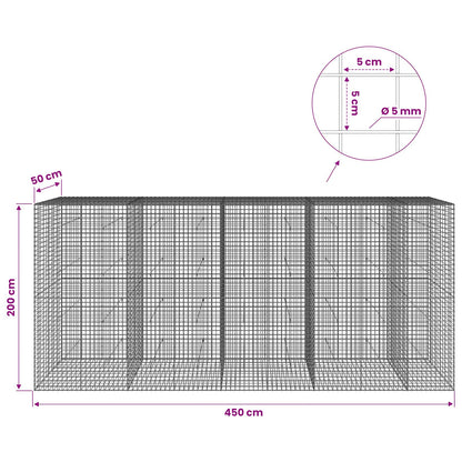 Gabion with 5 mm Wire and 5x5 cm Mesh 450x50x200 cm